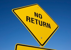 Point of no return sign